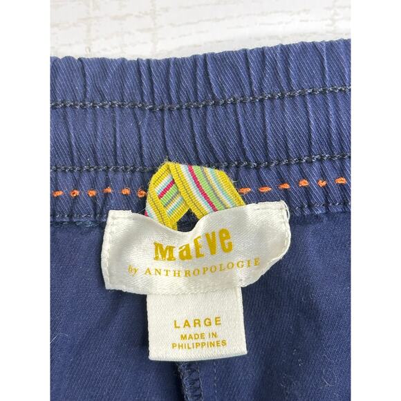 Anthropologie Maeve Wide-Leg Track Pants Blue Elastic Waist Casual Bohemian L - Picture 5 of 10